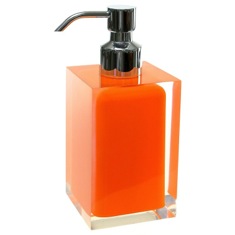 Soap Dispenser, Square, Orange, Countertop